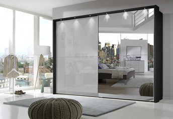 Graphite frame, pebblegrey glass and mirror
