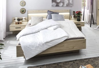 1 drawer bedside tables floating - optional back panel and shelves with lights