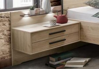 2 drawer floating bedside tables - optional back panel and shelves with lights