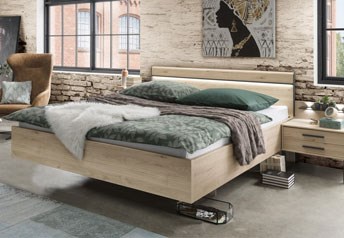 Stylform OSLO Modern Floating Bed - Holm Oak & Slate Finish