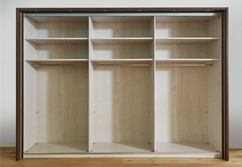 default accessories 300 cm wardrobe - 2 shelves and 1 rail per compartment - you can choose where to have them fitted