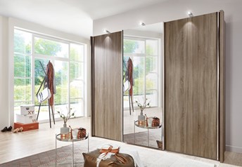 Rustic oak dark with centre mirror, surface mounted lights