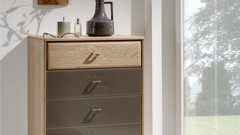 60cm Chest of Drawers in Havanna glass fronts