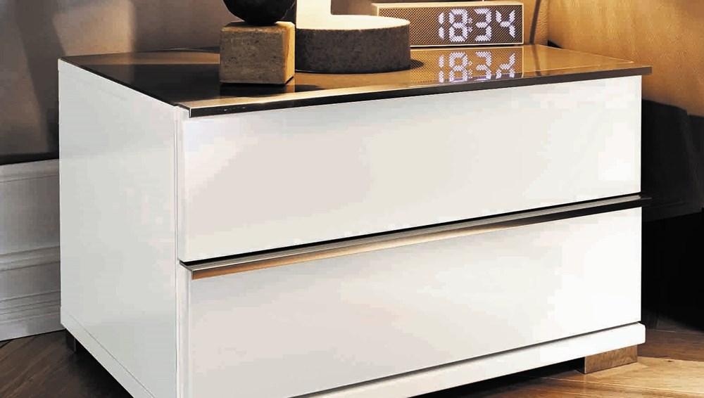 white carcass and glass fronts, top in havanna glass 