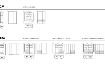 150-200cm drawer layout options